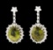 7.82 ctw Tourmaline and Diamond Earrings - 14KT White Gold