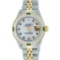 Rolex Ladies 2 Tone 14K MOP Emerald & Channel Set Datejust Wristwatch