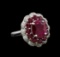 GIA Cert 4.54 ctw Ruby and Diamond Ring - 14KT White Gold