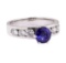 1.55 ctw Blue Sapphire And Diamond Ring - 14KT White Gold