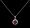 0.77 ctw Ruby and Diamond Pendant With Chain - 14KT White Gold