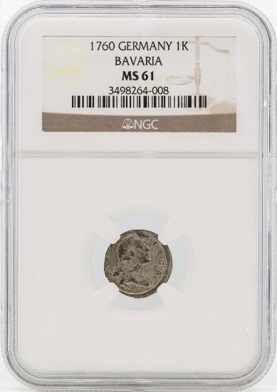 1760 Germany Bavaria 1 Kreutzer Coin NGC MS61