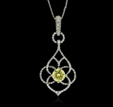 14-18KT White Gold 1.46 ctw Diamond Pendant With Chain