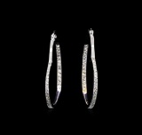 1.50 ctw Heart Shape Hoop Earrings - 14KT White Gold