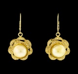 Pearl and Diamond Jewelry Suite - 14KT Yellow Gold With Rhodium