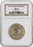 1951-S Washington-Carver Commemorative Half Dollar Coin NGC MS66