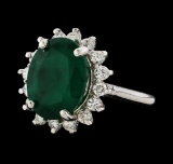 7.18 ctw Emerald and Diamond Ring - 14KT White Gold