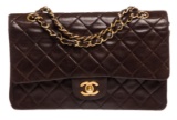Chanel Dark Brown Lambskin Leather Medium Double Flap Bag