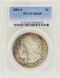 1881-S $1 Morgan Silver Dollar Coin PCGS MS65 Nice Toning