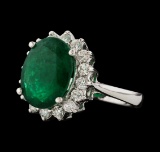 4.60 ctw Emerald and Diamond Ring - 14KT White Gold