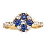 0.83 ctw Sapphire and Diamond Ring - 18KT Yellow Gold