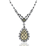 18k White Gold 8.53CTW Diamond and Black Diamonds Necklace, (SI2-SI3/I)