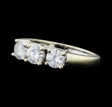 1.00 ctw Diamond Three Stone Ring - 14KT White Gold