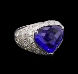 13.10 ctw Sapphire and Diamond Ring - 18KT White Gold