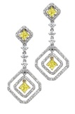 18k Two Tone Gold 2.71CTW Diamond Earrings, (VS1-VS2/G-H/Nat-yel)