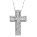 14k Gold 1CTW Diamond Cross, (I1-I2/SI2-SI3/G-H/H-I)