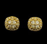 1.05 ctw Diamond Earrings - 14KT Yellow Gold