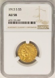 1913-S $5 Indian Head Half Eagle Gold Coin NGC AU58