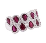 3.55 ctw Ruby And Diamond Ring - 14KT White Gold