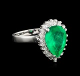 3.01 ctw Emerald and Diamond Ring - 14KT White Gold