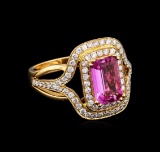 1.86 ctw Pink Sapphire and Diamond Ring - 18KT Rose Gold