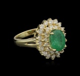 1.80 ctw Emerald and Diamond Ring - 14KT Yellow Gold
