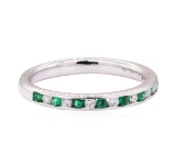 0.51 ctw Emerald and Diamond Ring - 14KT White Gold