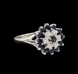 1.04 ctw Blue Sapphire and Diamond Ring - 10KT White Gold