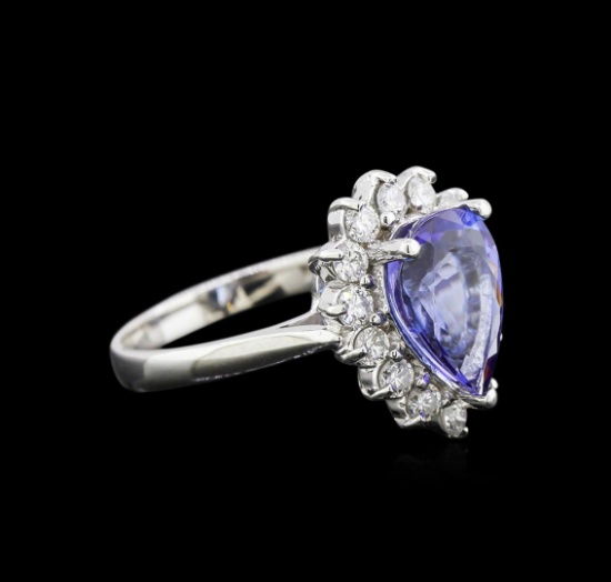 2.70 ctw Tanzanite and Diamond Ring - 14KT White Gold