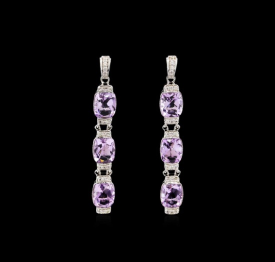 Crayola 15.60 ctw Pink Amethyst and White Sapphire Earrings - .925 Silver