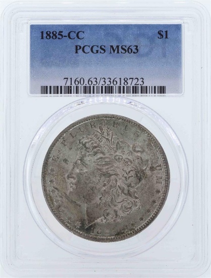 1885-CC $1 Morgan Silver Dollar Coin PCGS MS63