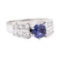 0.85 ctw Sapphire and Diamond Ring - 14KT White Gold