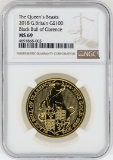 2018-G $100 Britain Black Bull of Clarence Gold Coin NGC MS69