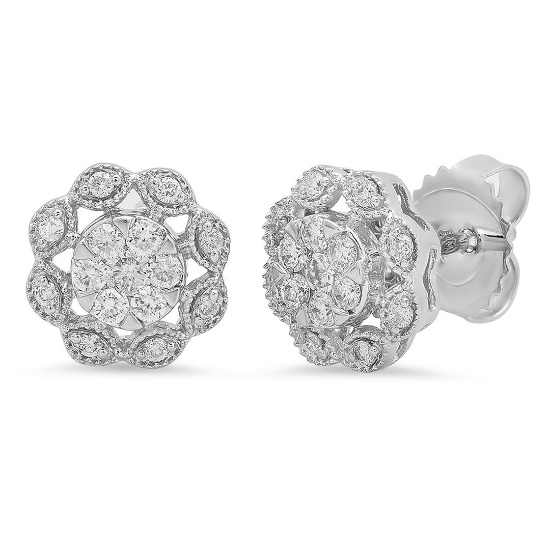 14k Gold 0.37CTW Diamond Earrings, (I1-I2/H-I)