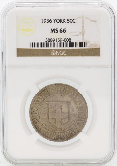 1936 York County, Maine Tercentenary Commemorative Half Dollar Coin NGC MS66