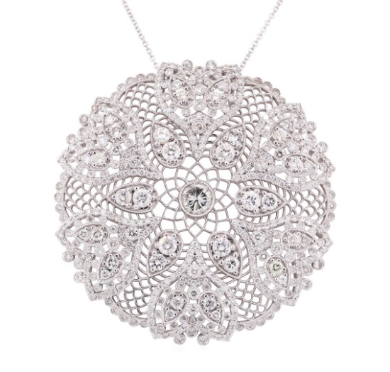 6.98 ctw Diamond Pendant And Chain - 14KT White Gold