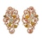 18k Three Tone Gold 5.64CTW Multicolor Dia, Pink Diamond and Diamond Earrings, (