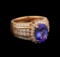 14KT Rose Gold 3.75 ctw Tanzanite and Diamond Ring