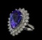 10.90 ctw Tanzanite and Diamond Ring - 14KT White Gold