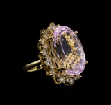 14KT Yellow Gold GIA Certified 37.12 ctw Kunzite and Diamond Ring