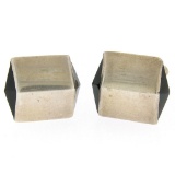 Men's  Antonio Pineda Mexican .970 Silver & Onyx Pyramid Cufflinks Links