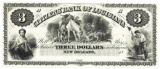 1800's $3 Citizens' Bank of Louisiana, New Orleans, LA Obsolete Bank Note