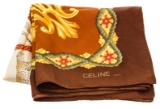 Celine Brown Gold Silk Scarf Cheetah