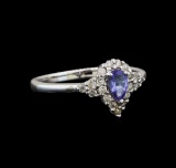 14KT White Gold 0.35 ctw Tanzanite and Diamond Ring