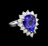 9.00 ctw Tanzanite and Diamond Ring - 18KT White Gold