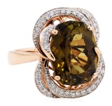 8.80 ctwGolden Tourmaline And Diamond Ring - 14KT Rose Gold