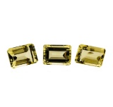 24.07 ctw.Natural Emerald Cut Citrine Quartz Parcel of Three