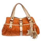 Celine Orange Canvas Leather Shoulder Bag