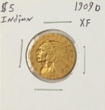 1909-D $5 Indian Head Half Eagle Gold Coin