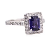 2.21 ctw Blue Sapphire And Diamond Ring - 14KT White Gold